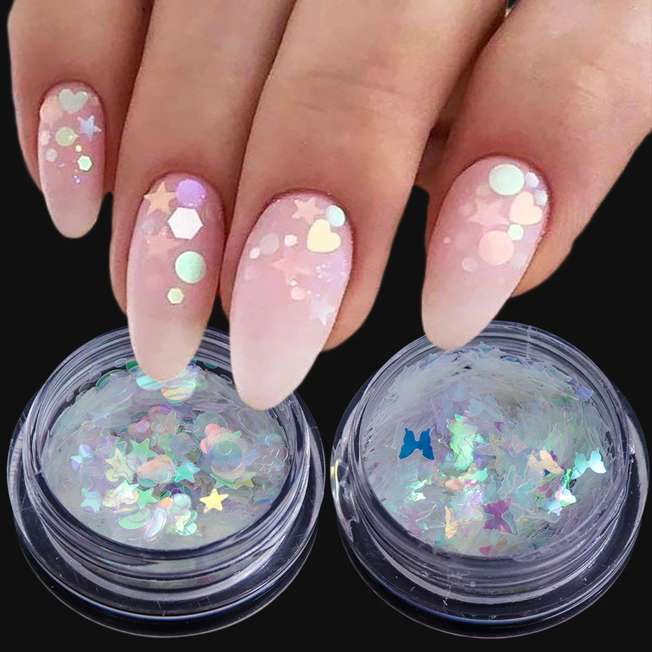 

Голографические хлопья для ногтей AB Русалка Аврора звезда бабочка сердце отражающие блестки зеркальное украшение зеркальные блестки