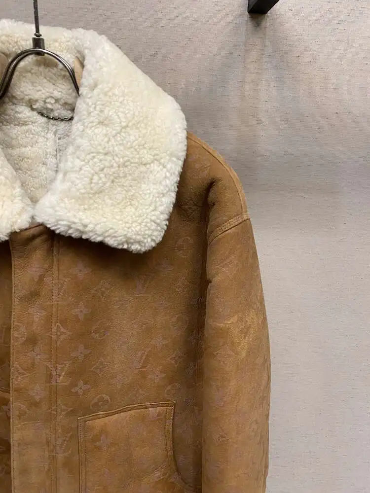 Модный КлассичесКий Топ В Стиле Louis Vuitton Мужская Меховая Цельнокроеная КуртКа Из Овечьей Шерсти