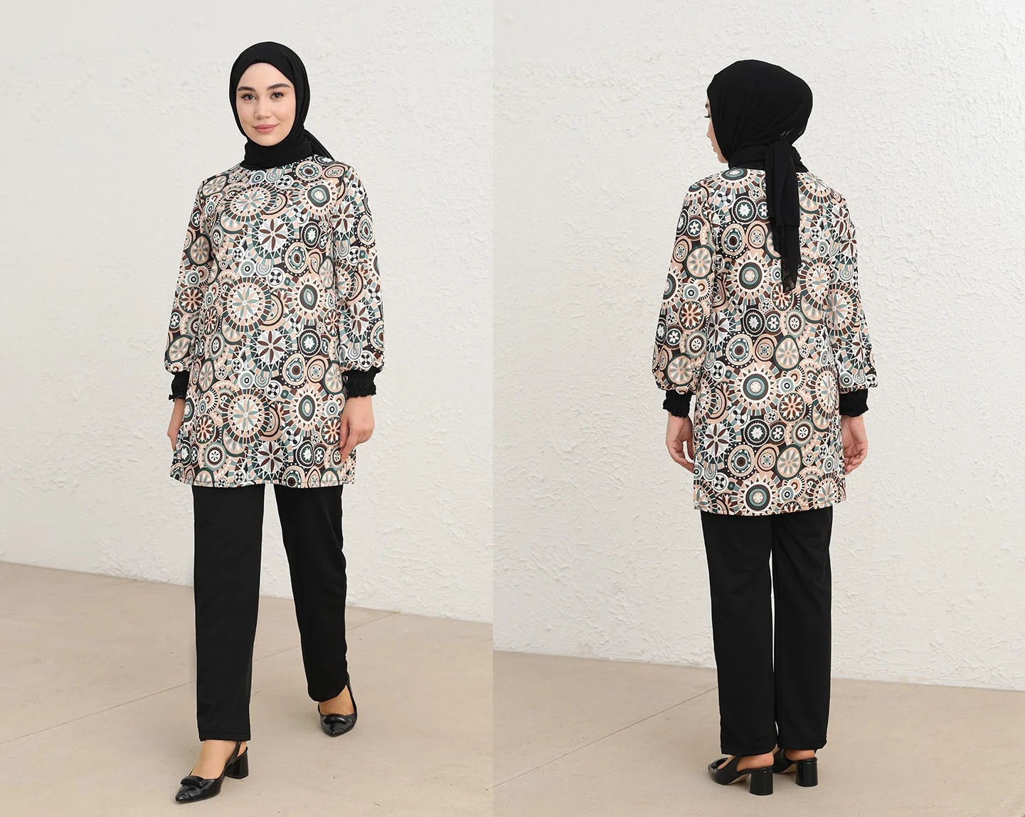 

Сезонная мусульманская женская блузка с длинным резиновым рукавом, Повседневная Туника из сукна, без подкладки, стильная Элегантная Модная...