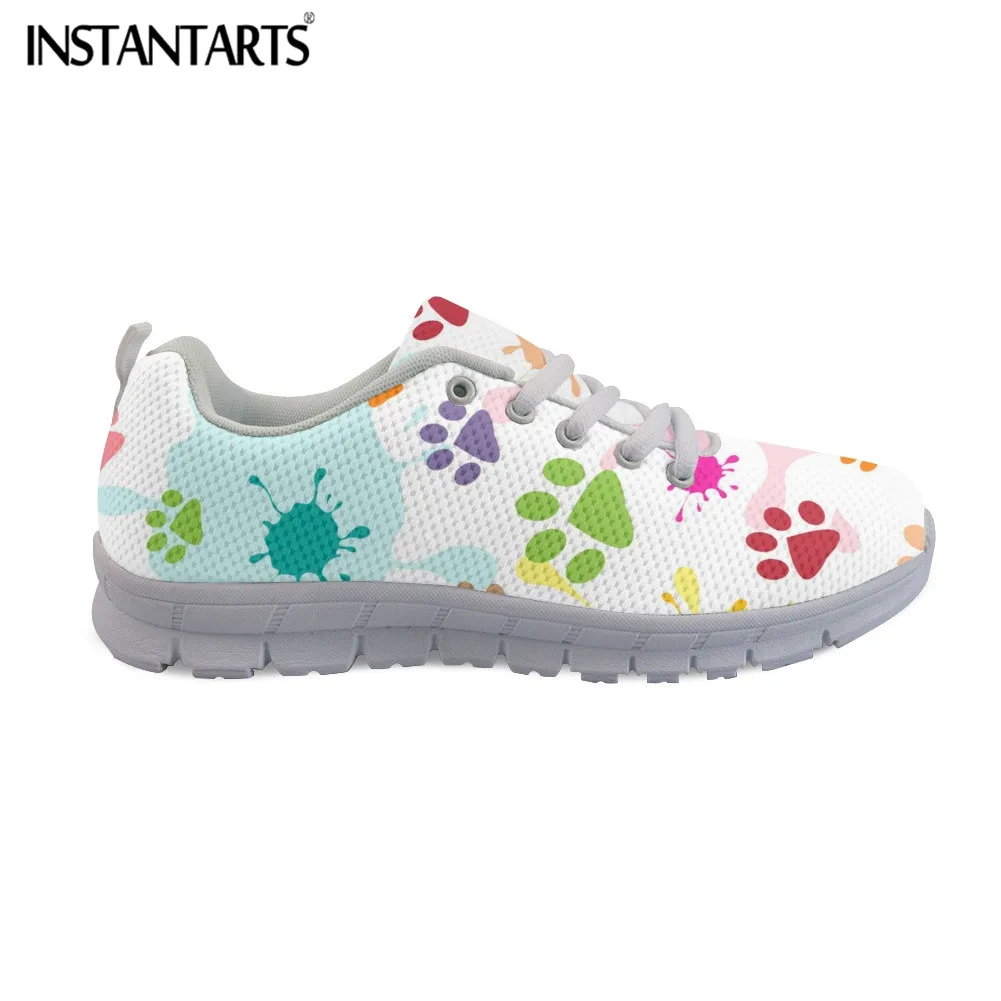 

INSTANTARTS Cartoon Dog Paws Prints Women Sneaker Lovely Interesting Soft Flat Footwear for Teen Girls Females Shoes Comfortable