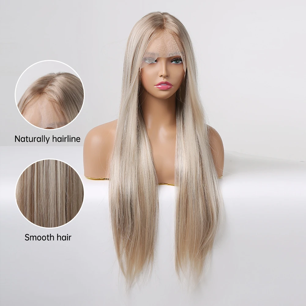 Прямая поставка длинный синтетический парик с длинными прямыми коричневыми