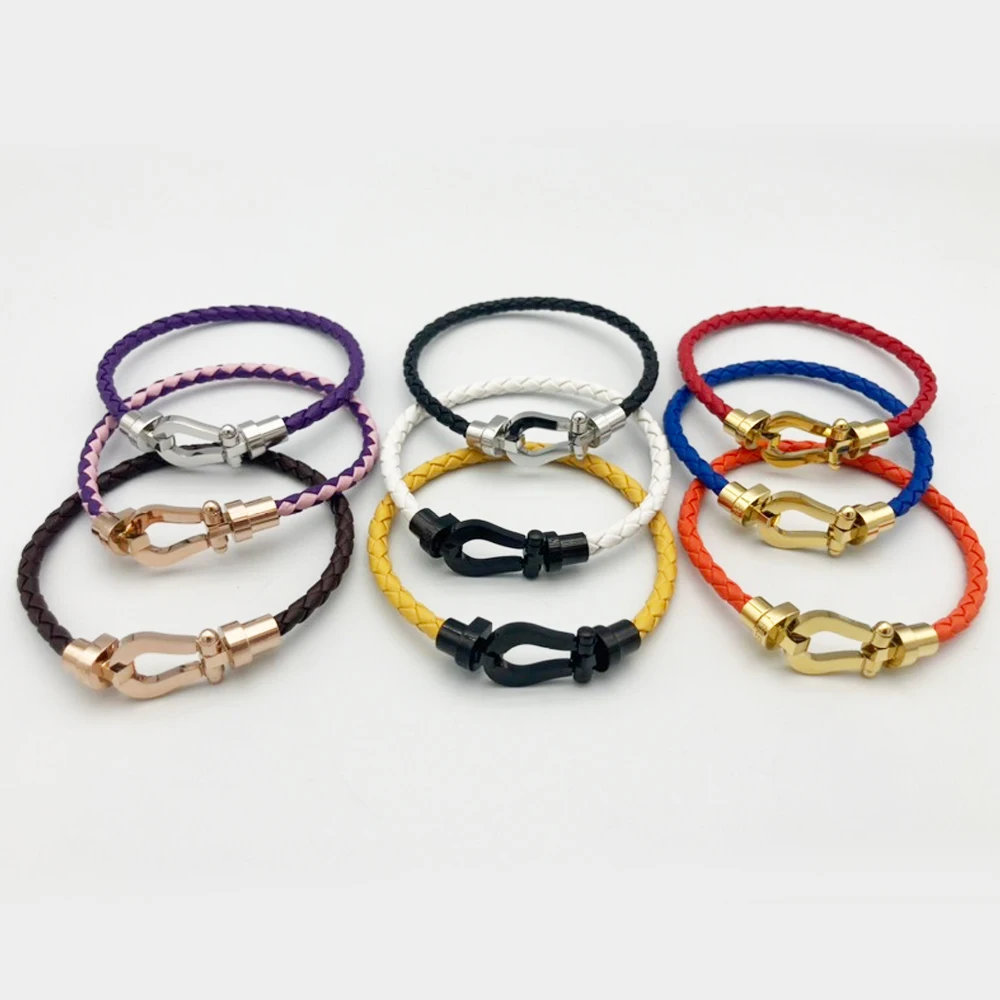 

New In High Quality Horseshoe Bracelets for Men Business Party Dating Cowhide Chain Bracelet for Women Luxury Christmas Gift