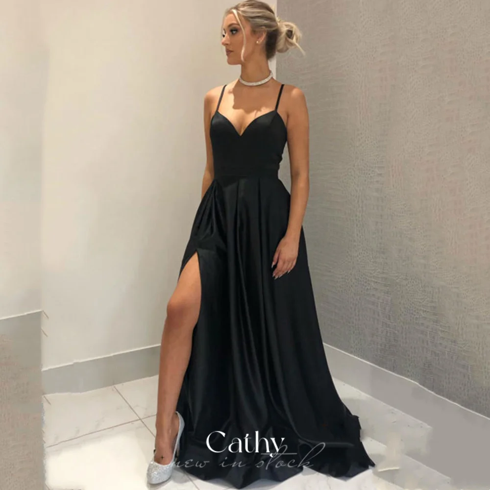 

Cathy 2022 New Black Backless Sweetheart Long Prom Dress Sexy Side Slit Prom Party Dress Custom Plus Size Vestidos De Fiesta