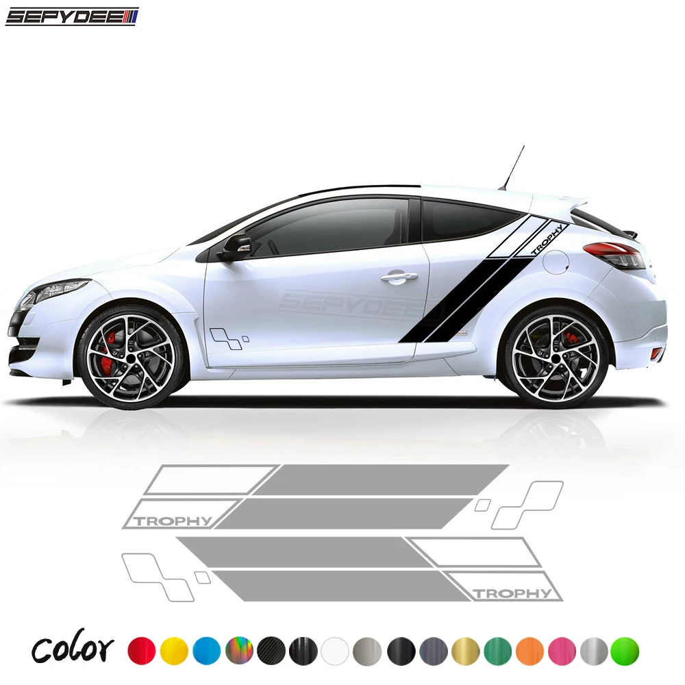 

2Pcs Racing Sport Car Door Sticker Auto Body Rear Side Decor Decals For Renault Megane RS Trophy 3 5 Doors 2010-2020 Accessories