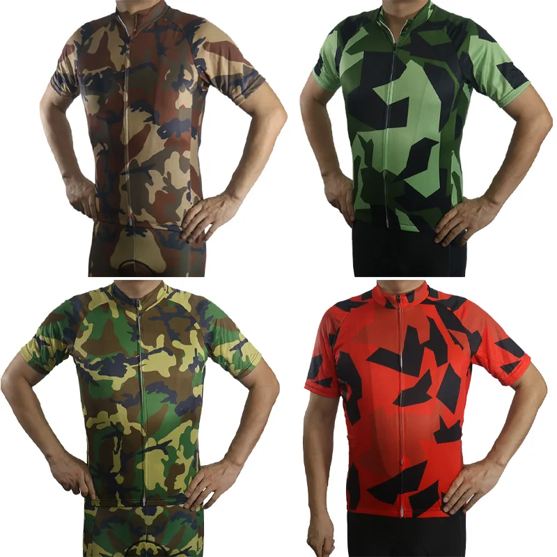 

Cycling Jersey Gray Camo Bike Shirt Military Bicycle Clothes Cyclist Wear Army Motocross Outdoor Mountain Road Elastic Moisture