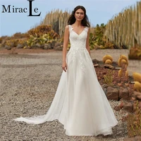 boho v neck beach wedding dresses sleeveless backless for women brides lace appliques floor length simple robe de mari%c3%a9e