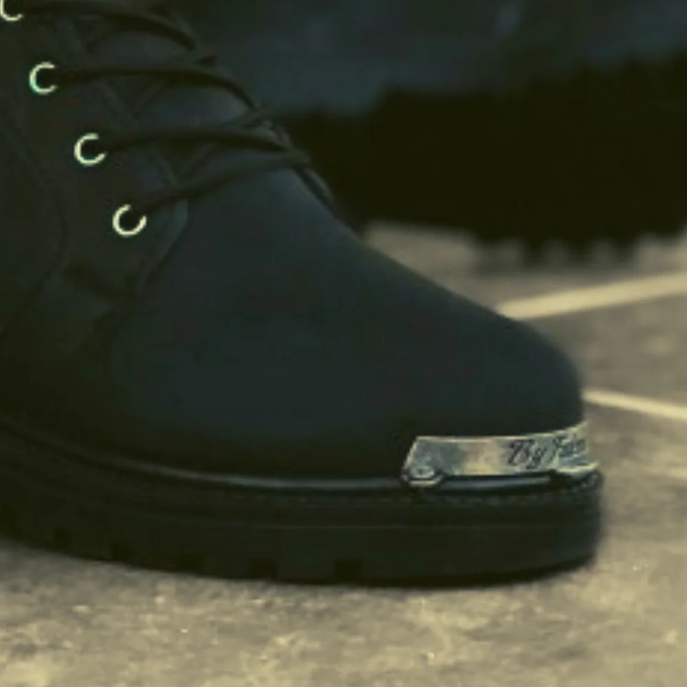 Мужские зимние байкерские ботинки из искусственной кожи черные мотоциклетные