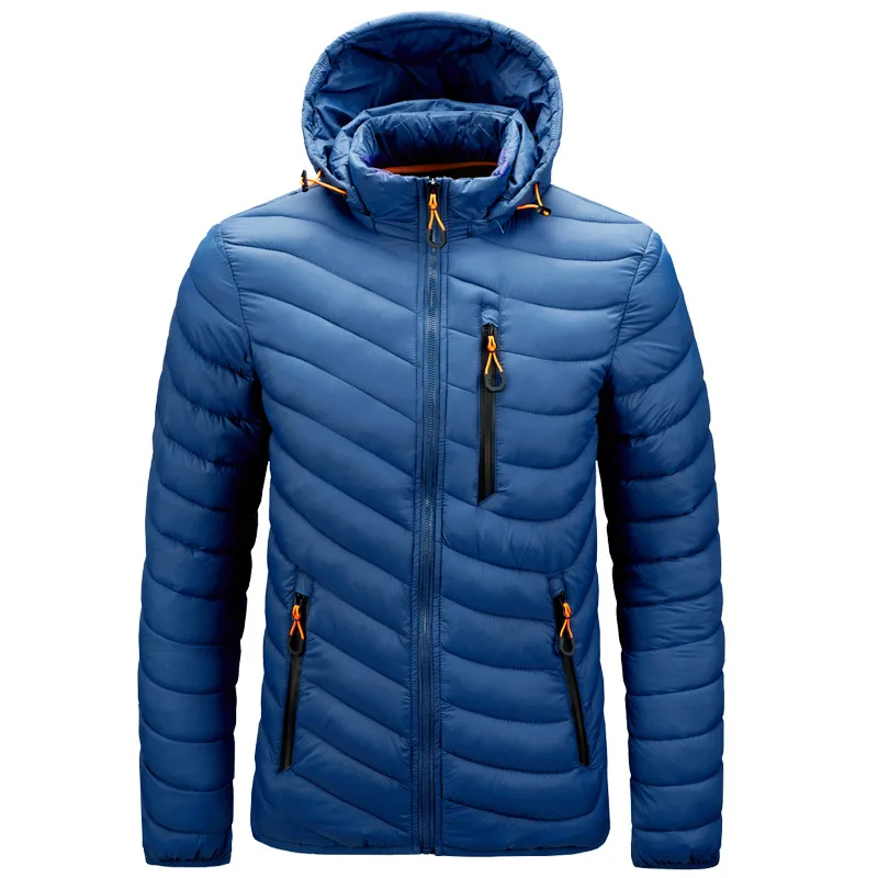 Autumn Winter Men's Ultralight Cotton Jacket Youth Lightweight Casual Clothes Breathable Coat Plus Size Hoodies Black M-6XL