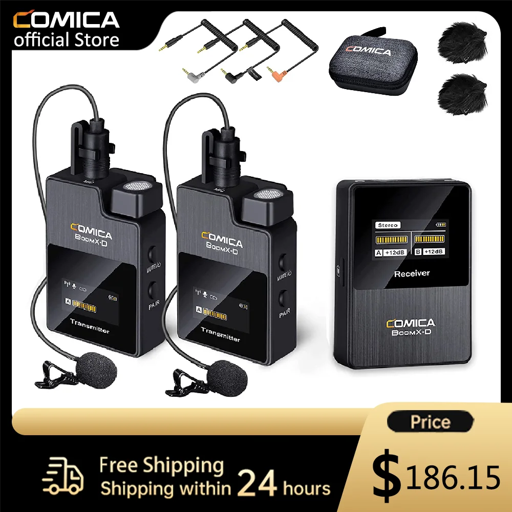 

Comica BoomX-D 2.4G Wireless Microphone Dual-channel Lapel Microphone Condenser Lavalier Mic For PC Smartphone Camera Youtube