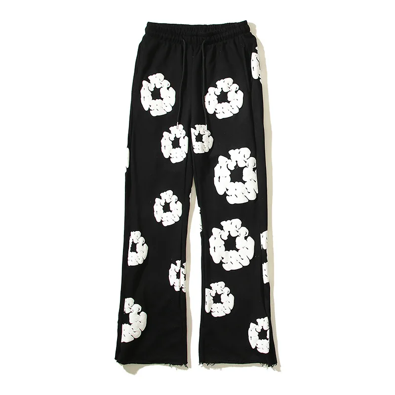 

Black Denim Tears Cotton Wreath Sweatpants Fashion Hip Hop Cotton Pants Design Men Dance Trousers Sport Casual Sweatpant