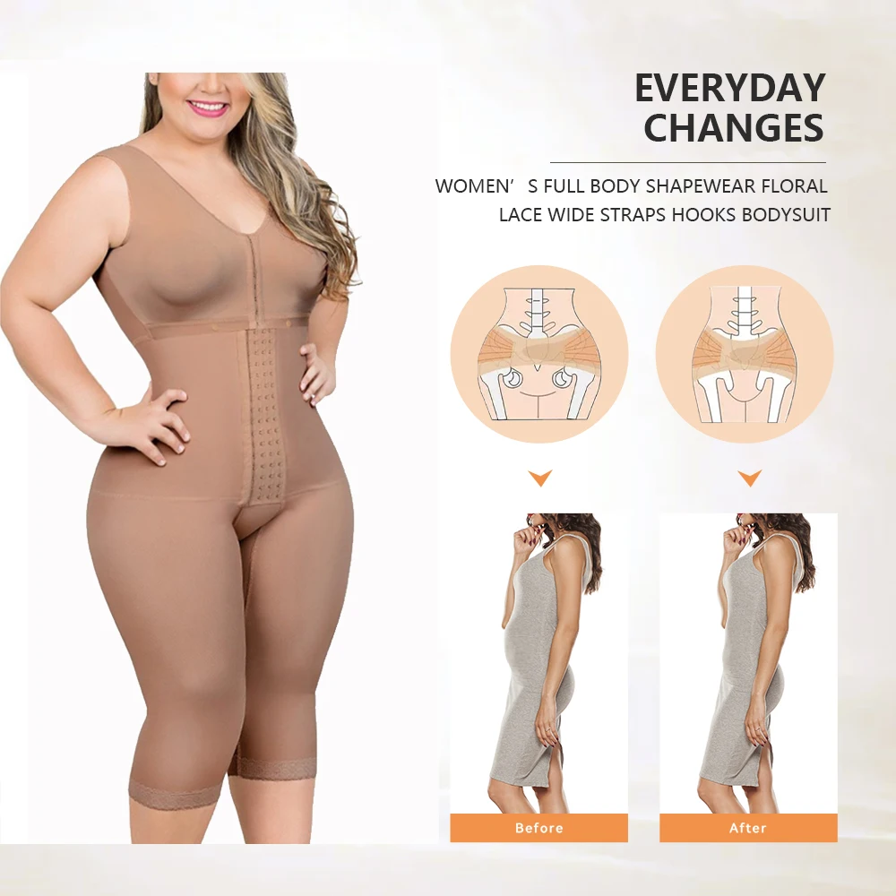 Postpartum Full Body Shaper Removable Bra With Snap Closure Shapewear Post Liposuction Fajas Colombianas