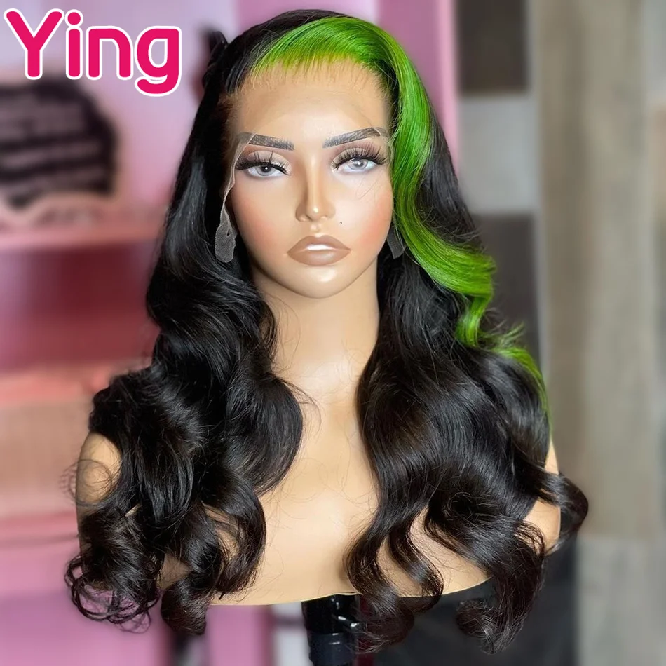 Highlight Green Colored Body Wave 13X6 Lace Frontal Wigs Pre-Plucked 13X4 Lace Front Wigs For Women Peruvian Virgin Hair Wigs