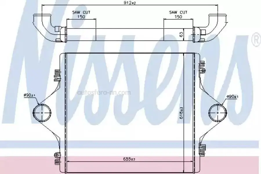 NISSENS 96977 Интеркулер 655x618x63