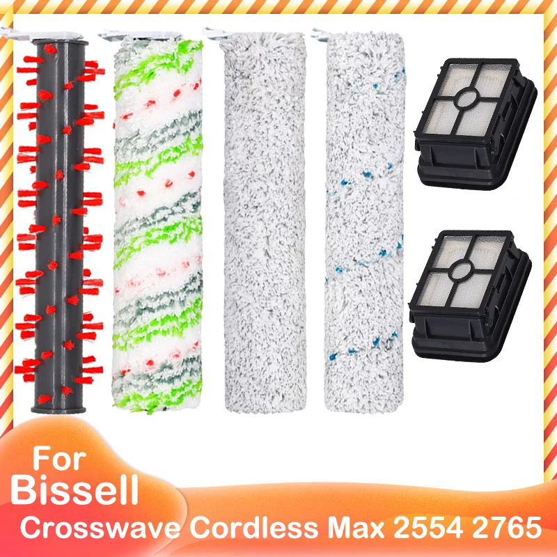 

Main Brush HEPA Filter For Bissell Crosswave Cordless Max 2554 2554A 2590 2596 2596B 2596M 2765 2765F 2765Z 2765E 2765N 2767Z