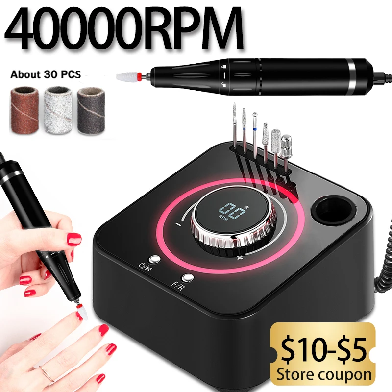 

Professional 40000RPM Electric Nail Sander Powerful Brushless Nail Drill Manicure Machine With LCD Display Nail Art Salon Tool