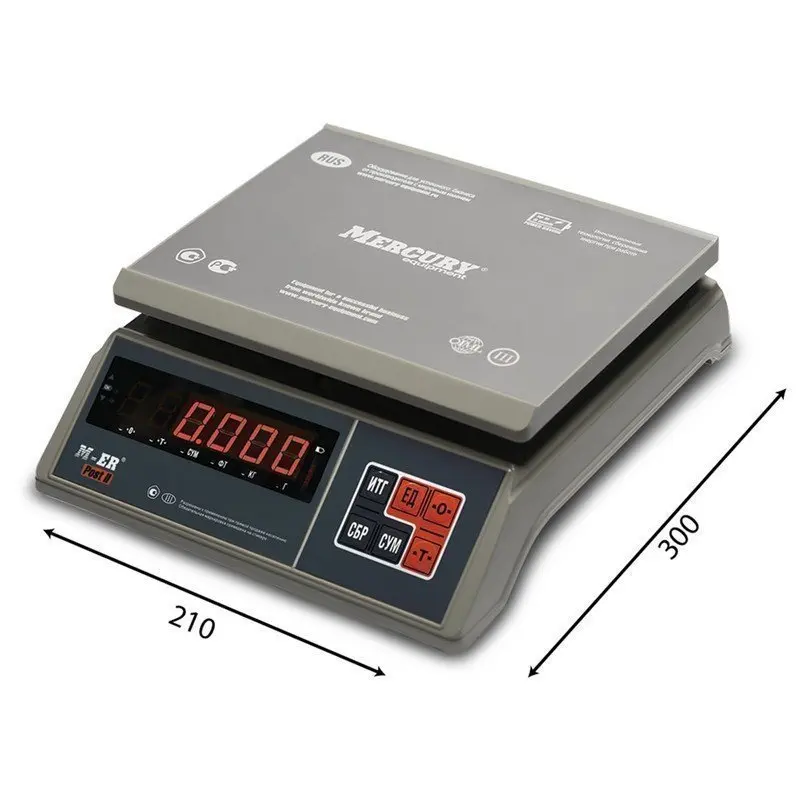 Mercury Весы фасовочные M-ER 326AFU-15.1 LCD (0 04-15 кг) дискретность 5 г платформа 255x205 мм 326AFU-15.