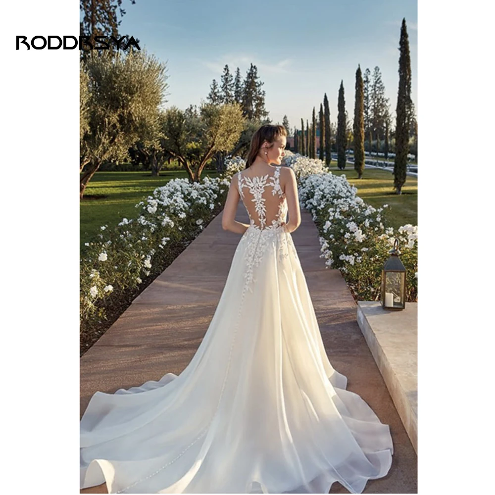 

RODDRSYA V-Neck Spaghetti Straps Wedding Dress 2023 A-line Appliques Illusion Bridal Gown For Charming Women Vestidos De Novia