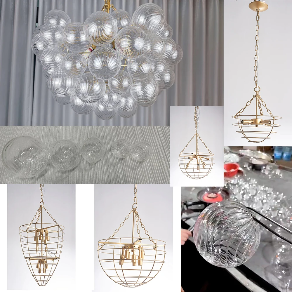 Скандинавская Потолочная люстра Longree с шариками-пузырями маленькая из дутого
