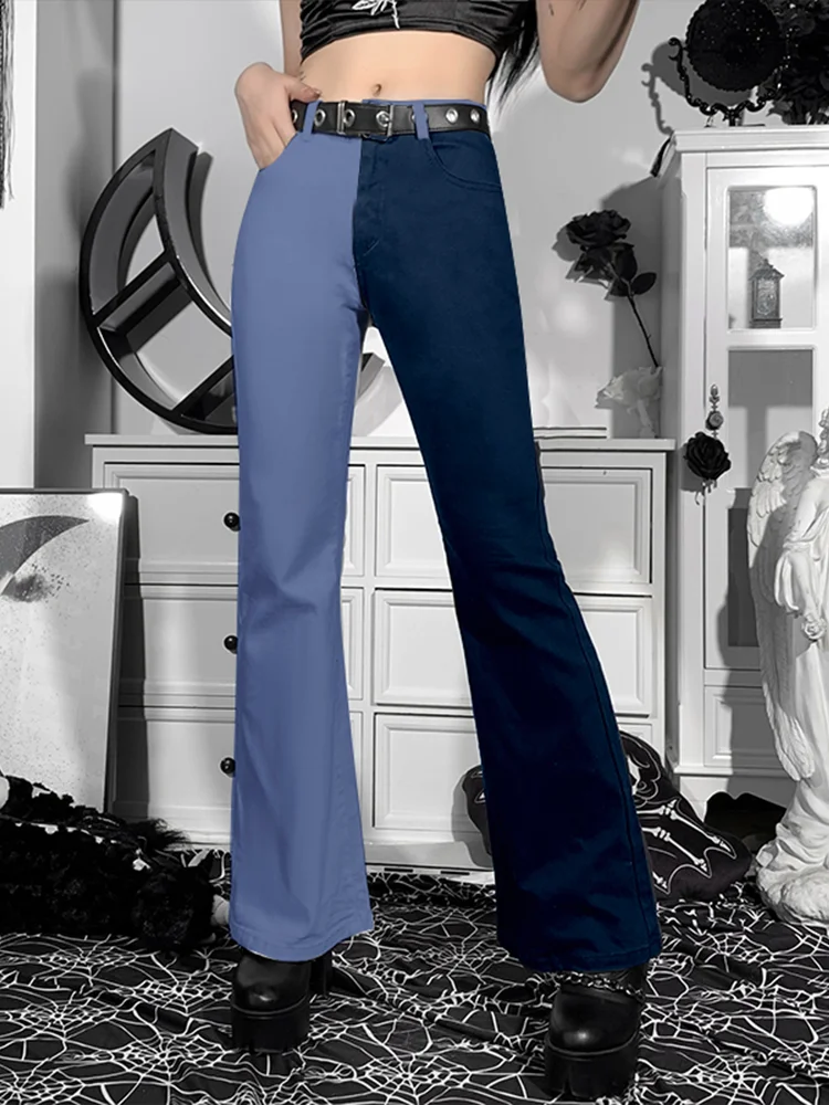 Женские расклешенные брюки InsGoth готические винтажные с высокой талией для