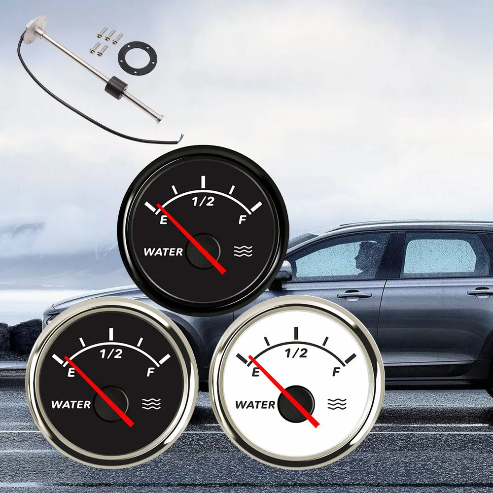 

RHAXEL 52mm 0-190ohm 240-33ohm Signal for Yachts Car Trucks Water Level Gauge Meter with Red Backlight Level Sensor 150-300mm