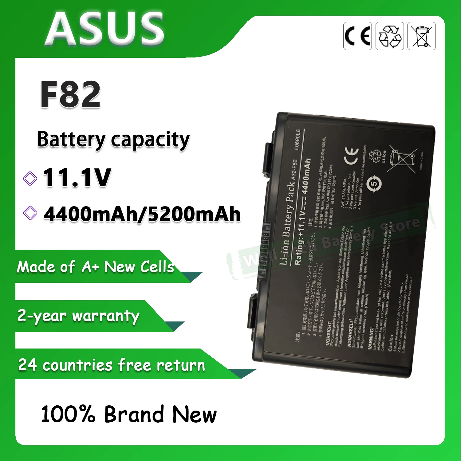 F82 Аккумулятор для ноутбука ASUS F52 F83S K40 K40E K40IJ K40IN K50 K51 K50AB-X2A K50ij K50IN K60 K61 K6C11 K70 K70IC K70IJ