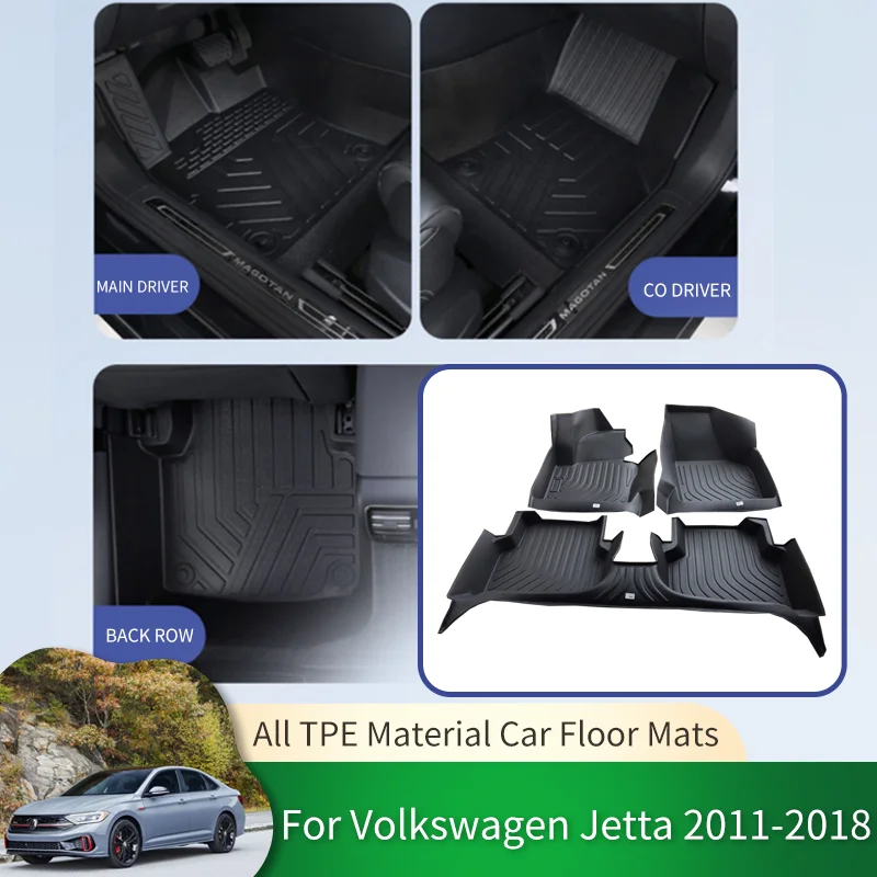 

TPE Car Waterproof Non-slip Floor Mats Full Surround Protective Liner Foot Pad Carpet for VW Volkswagen Jetta Vento A6 2011~2018