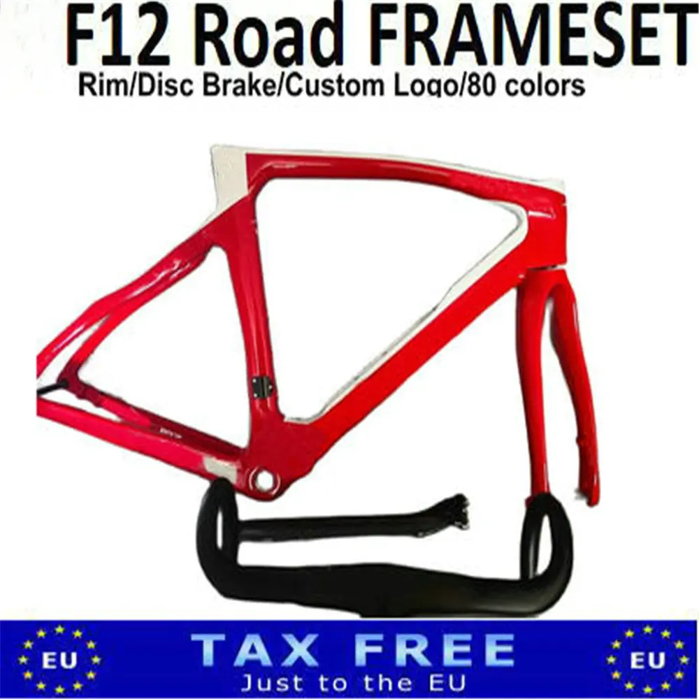 

T1100 1K F12 Red White Color Carbon Frame Road Frameset Glossy and Road Carbon Handlebar 60 colors