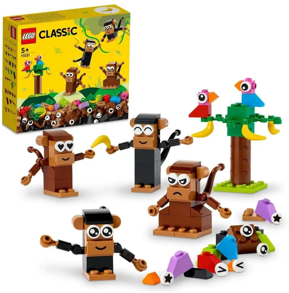 

LEGO 11031 Classic Creative Monkey Fun Creative Play With 4 Buildable Monkeys Ideal for Young Builders 5+ 135 Pieces