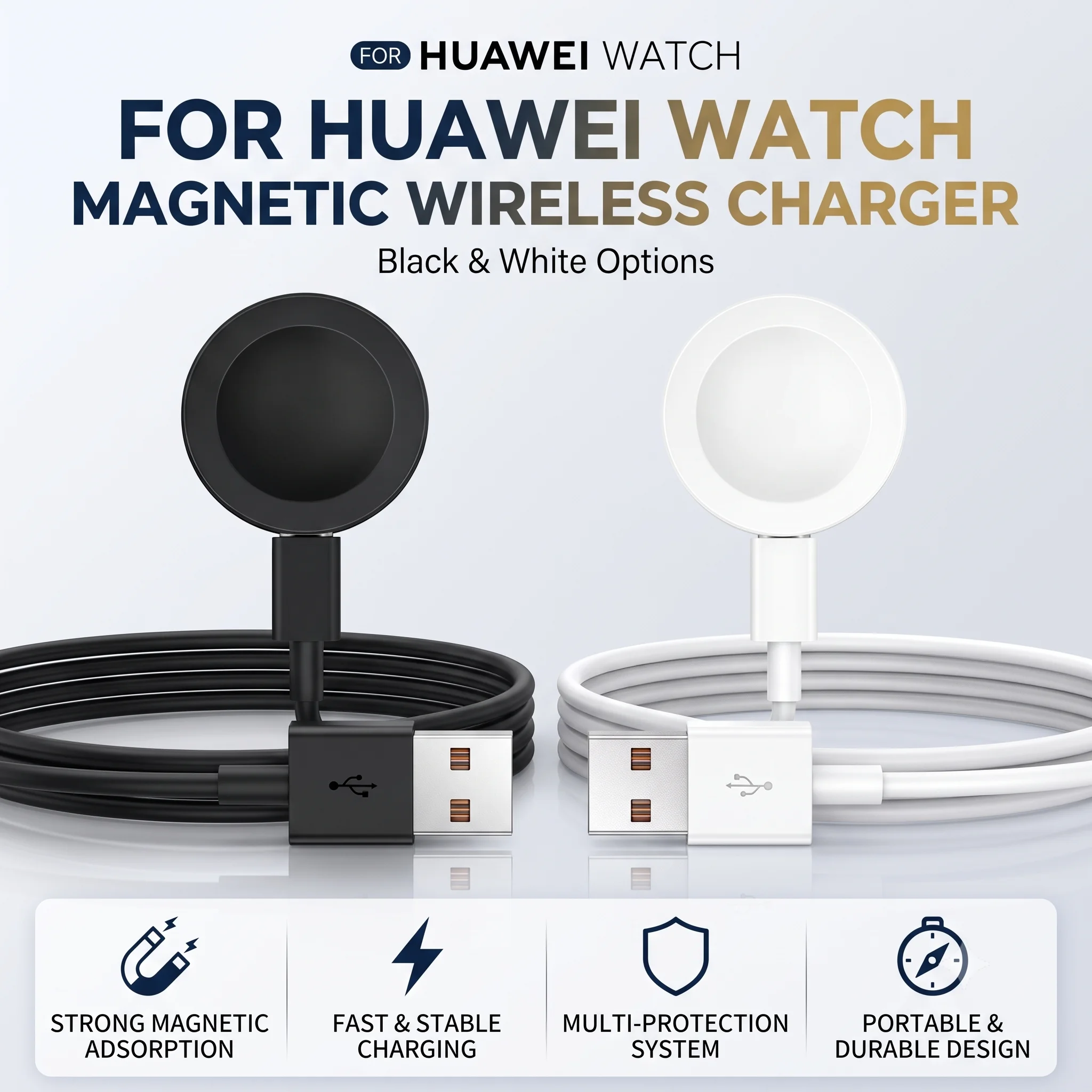 Фото Зарядное устройство для Huawei Watch, зарядка для Huawei GT3, GT6, GT5, GT4 Pro, Buds Ultimate Cyber, магнитная зарядная база для Huawei Watch 5, 4, 3. №1
