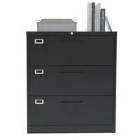 3/2 Drawer Metal Lateral File Cabinet W/Lock Steel Office Filing Cabinet for Legal/Letter A4 Size Wide File Cabinet Black/White