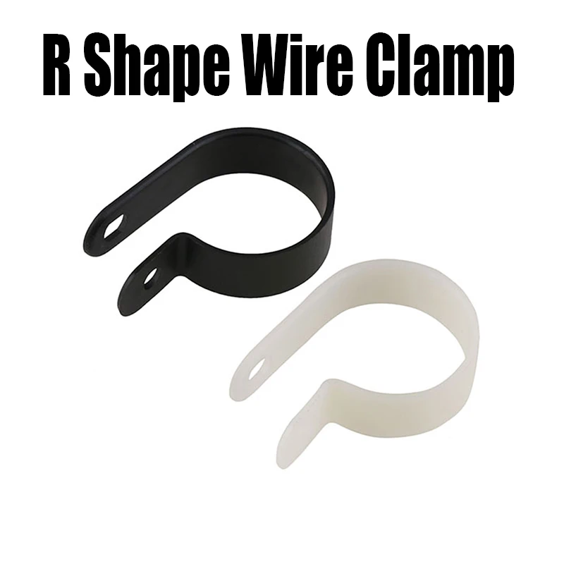

10PCS Black Nylon R Shape Wire Clamp Plastic Cable Holder Clamp Fixation Cable Fastener Wire Fixing Clip Cable Organizer