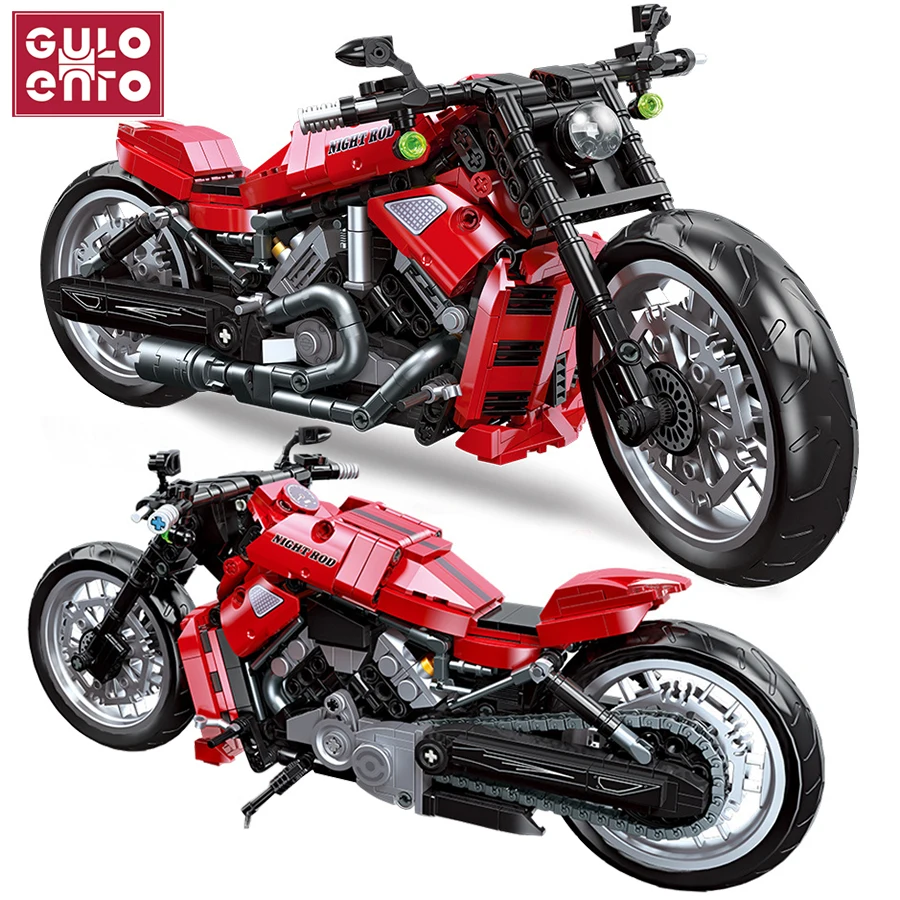 Motorcycle Model Technical Building Sets Toys Blocks Night R