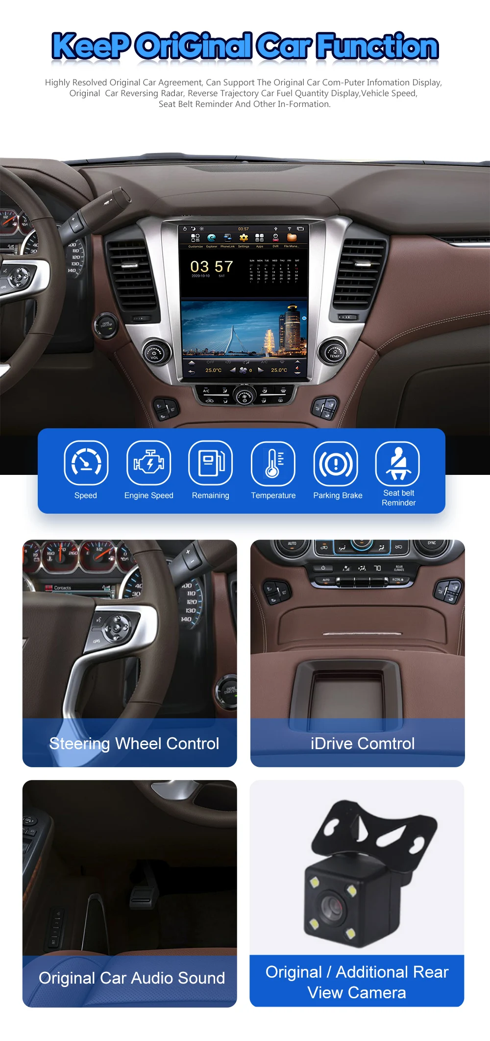 Автомобильный мультимедийный плеер Android Radio для Chevy Tahoe Suburban GMC Yukon 2015-2021, 2 DIN автомобильный стереоприемник PX6 с навигацией GPS.