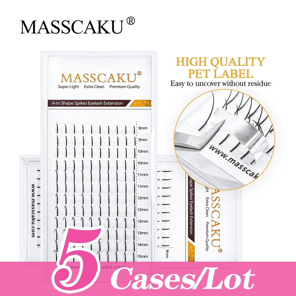 

5case/lot MASSCAKU Premium Mink Clusters Lash Premade Volume Eyelashes A/M Shape Individual False Eyelash Extension