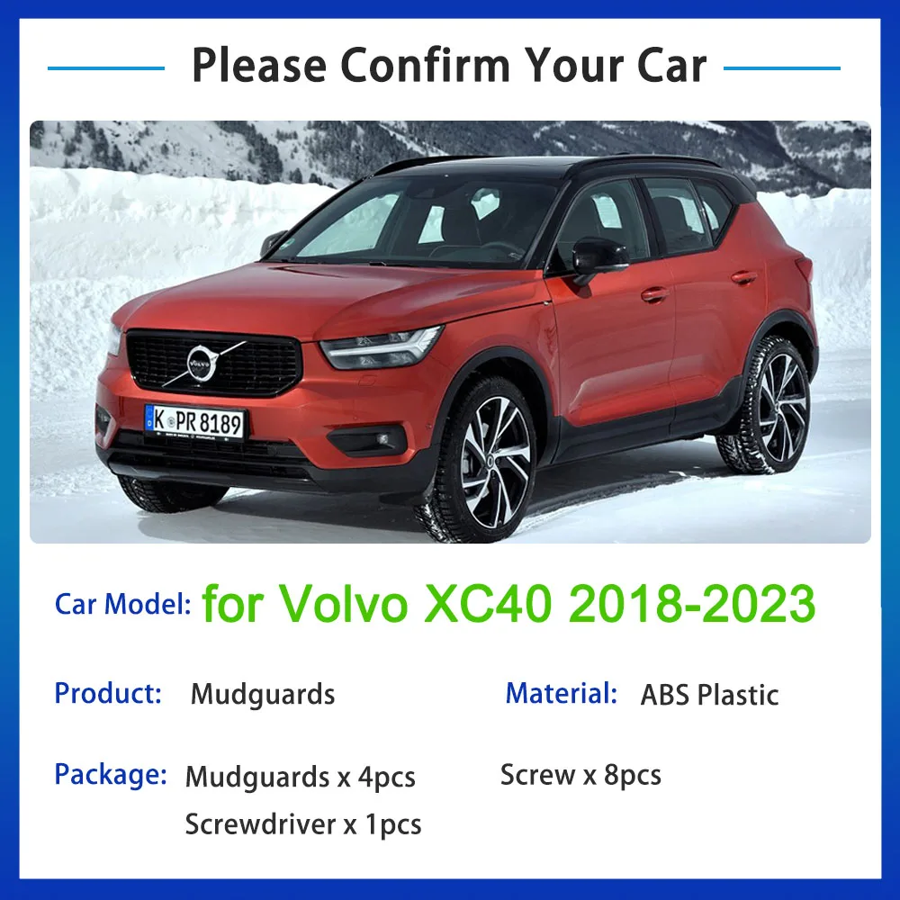Для Volvo XC40 2018 2019 2020 2021 2022 2023 Брызговики Крылья Переднее заднее колесо 4 шт.