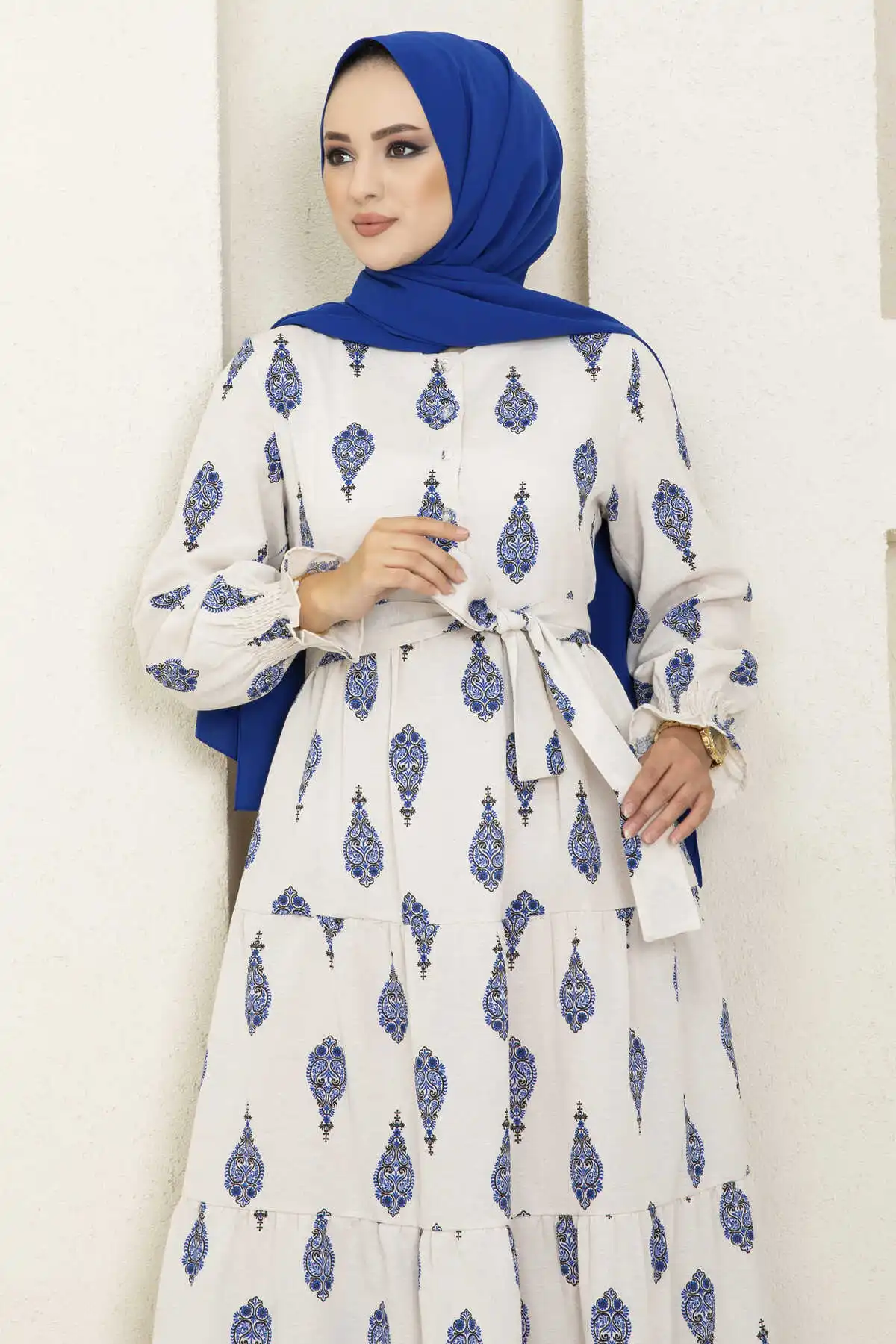 Women's Clothing Relief Patterned Linen Hijab Dress Abaya Turkey New 2022 Robe Femme Musulmane Vestido Muslim Kaftan Eid Islamic