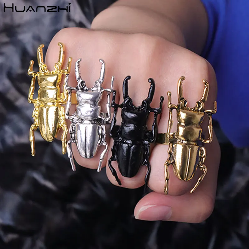 Metal Insect Animal Frog Dragon Exaggerated Dinosaur Ring for Women Men Unisex Punk Y2K Trendy Jewelry Gifts HUANZHI 2023 NEW