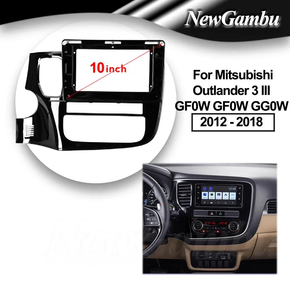 10inch 2Din Car DVD Frame Audio Fitting Adaptor Dash Trim Kits Facia Panel For Mitsubishi Outlander 3 GF0W GG0W 2012 - 2021 Left купить по