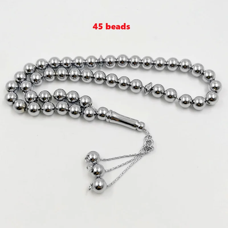 Фото Металлические бусины Tasbih 45, Тайваньская технология обработки, без выцветания, мусульманские бусины, браслет, Исламский подарок, четки №1
