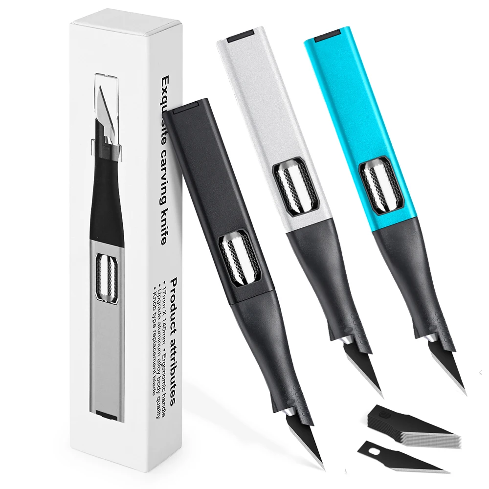 

EHDIS Engraving Carving Knife Set with 10pcs Carbon Steel Blade Car Wrap Film Sticker Cutting Cutter DIY Paper Craft Hand Tool