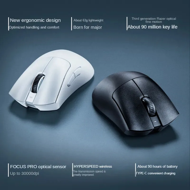 Бесплатная игровая мышь Razer DeathAdder V3 Pro Ультралегкая Оптическая сенсорная Мышь 63g