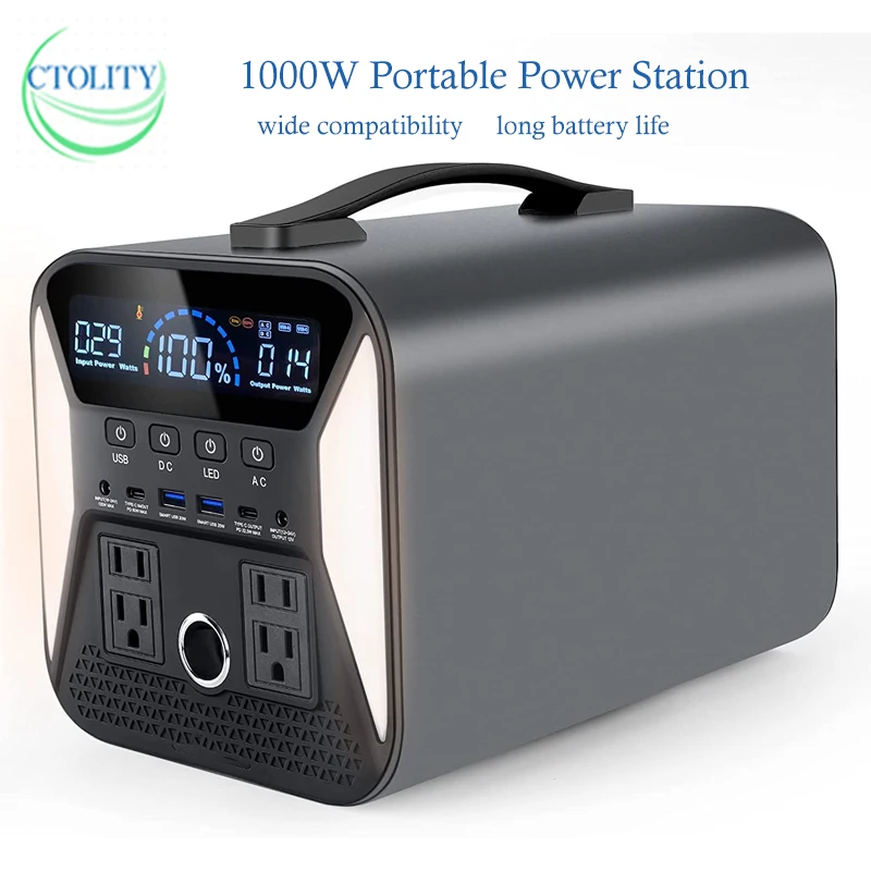 220v Lifepo4 18650 Lithium Battery Camping 1000w Portable Power Station 300w 500w Solar Generator Outdoor RV Power Bank Supply