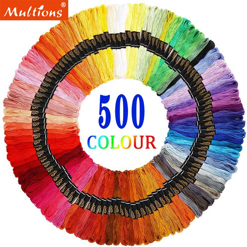 500pcs Multicolor Embroidery Thread Cross Stitch Floss Threads Cotton Sewing Skeins Skein Kit DIY Knitting Tools