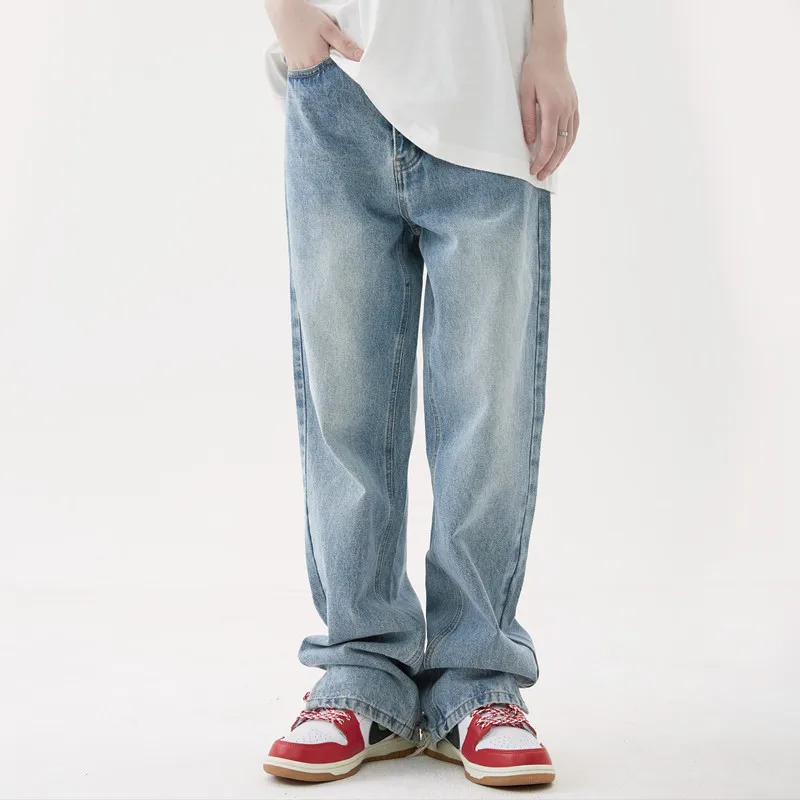 Blue Jeans Men Jean Baggy Streetwear Trousers Denim Trendyol Casual Pants Vintage Straight Leg Y2k Hip Hop Man FASHION Men's