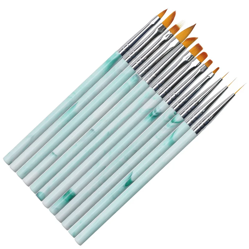 12Pcs Nail Brush Nails Art Dotting Pen Drawing Liner Supplies Brush UV Gel Painting Manicure Accessoires Tools
