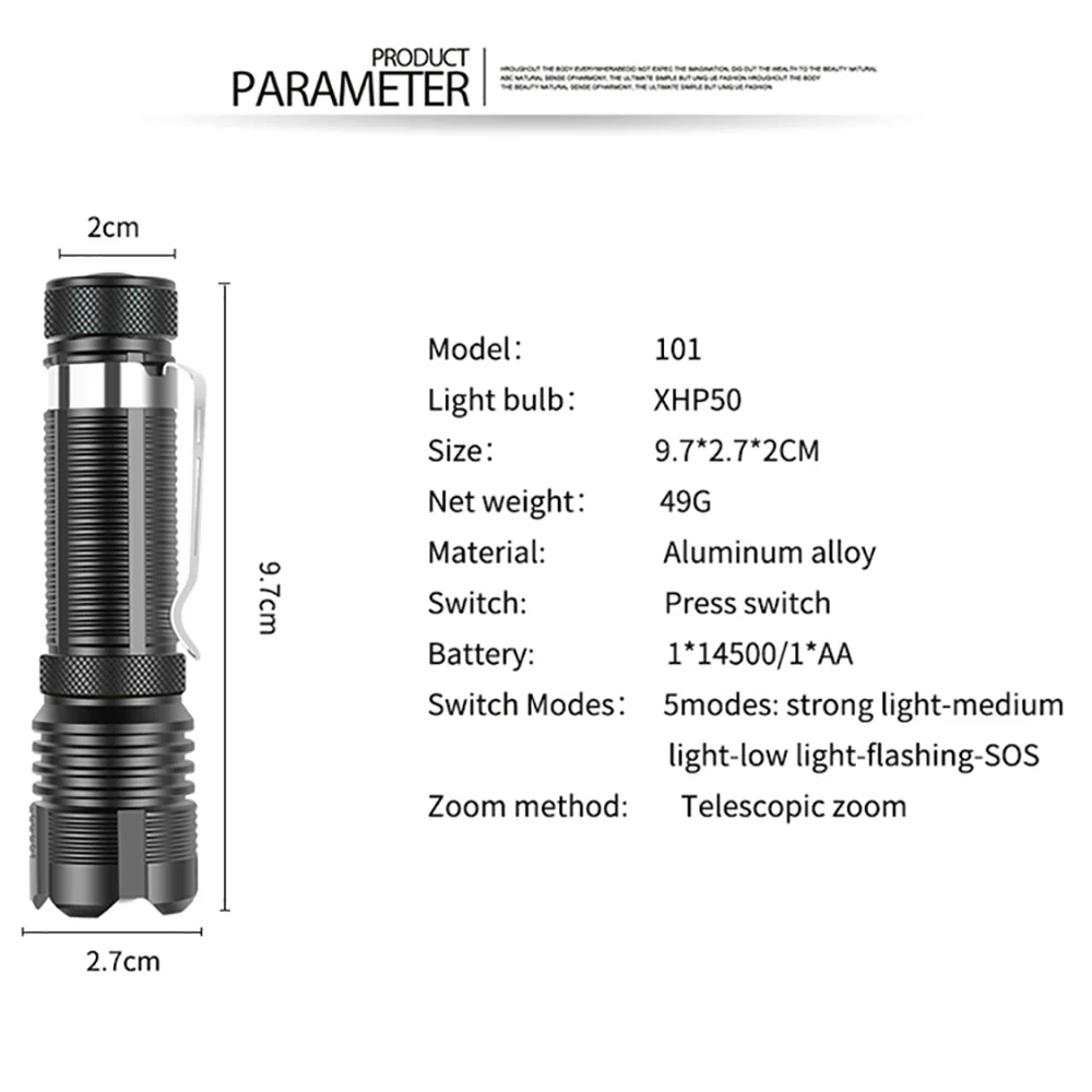 Мощсветильник светодиодный фонарик P500 500 лм тактический фонарь с большим