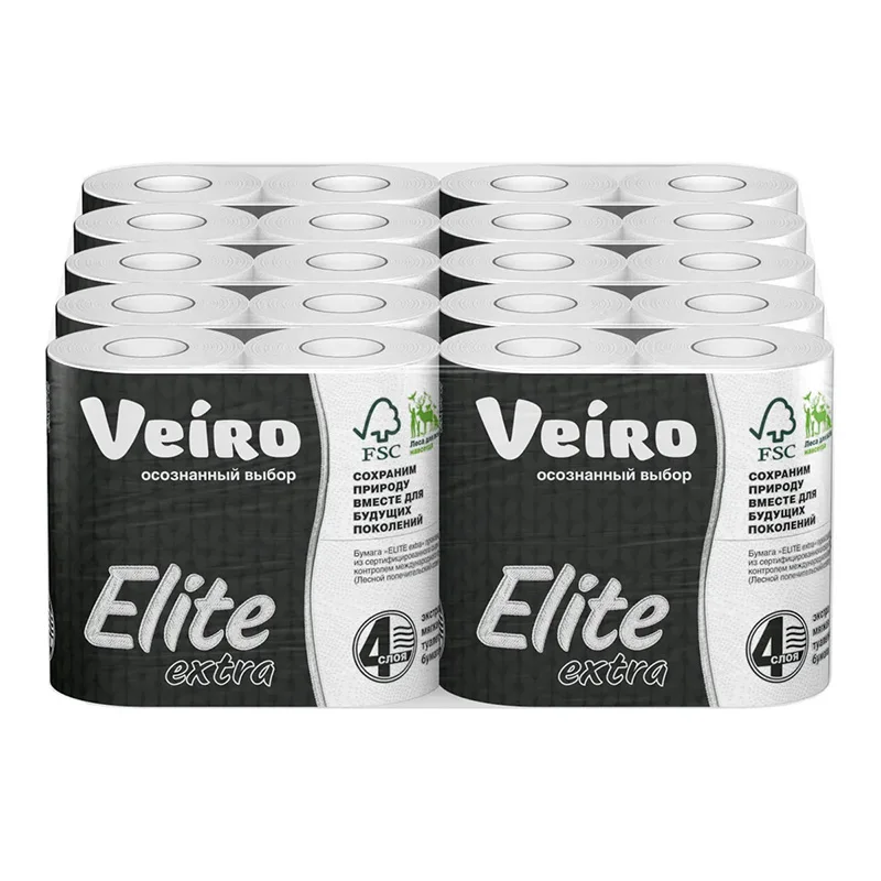 Туалетная Бумага Viero Elite Extra 4х-сл 40 рулонов в упаковке. |