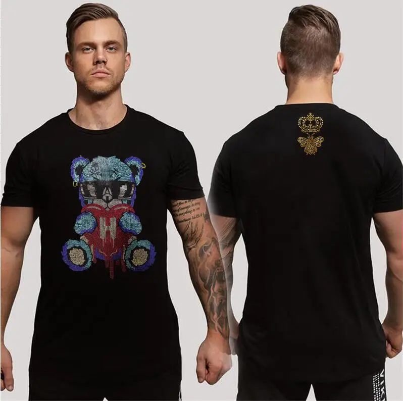 

Men's T-shirt drop shipping Korean Style Rhinestone Clothes Short Sleeve