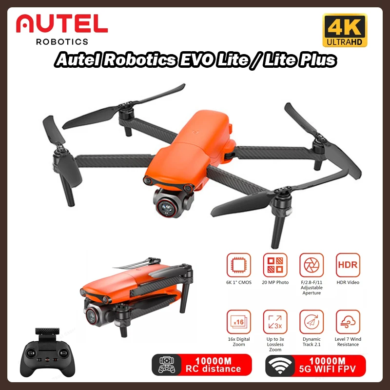 

Квадрокоптер Autel Robotic EVO Lite/Lite + Fly More Combo 4K/6K с камерой и 4-осевым шарнирным подвесом, Дрон с дистанционным управлением и интеллектуальной батареей, RTF