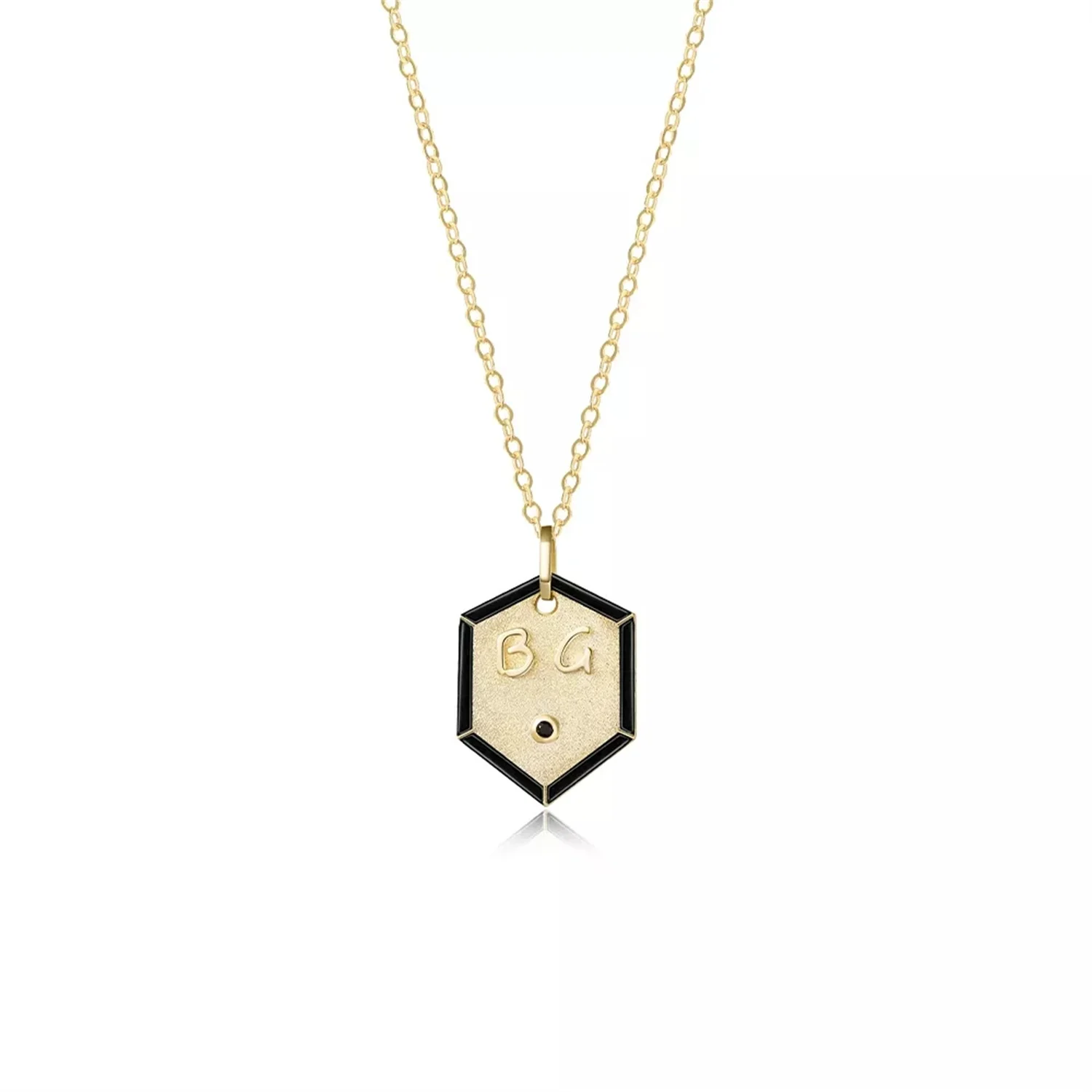 

Engraving Letter Hexagon Pendant Necklace Custom Initial Letter Nameplate Personalized Stainless Steel Name Jewelry Gift For Men